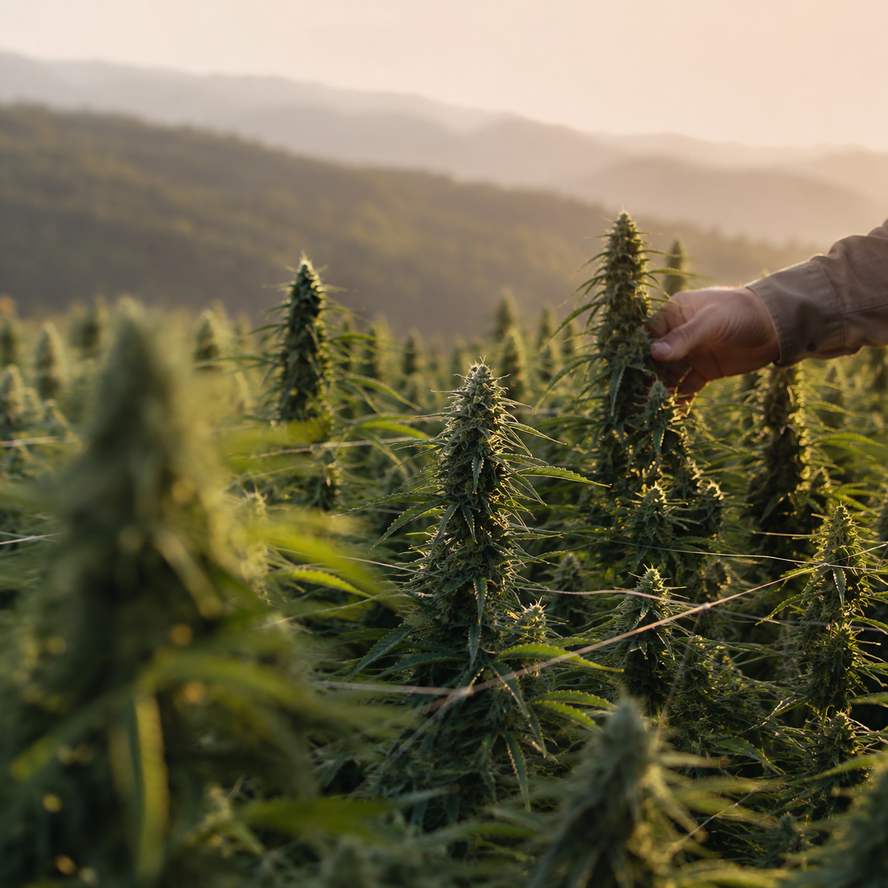 Cultivo atento de cannabis em campo