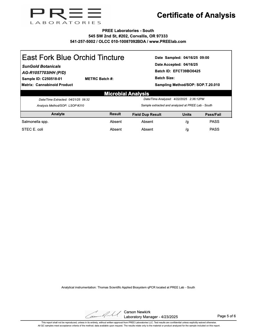 Página 5 de 6 do certificado de análise do lote EFCT39BO0425